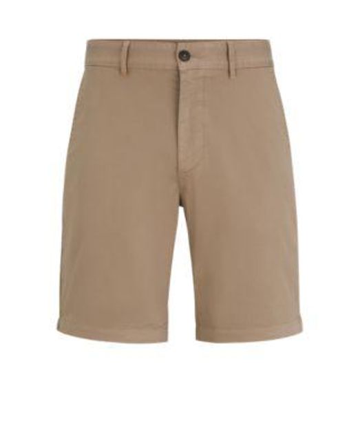Short Slim Fit en twill de coton stretch Boss pour homme en coloris Natural