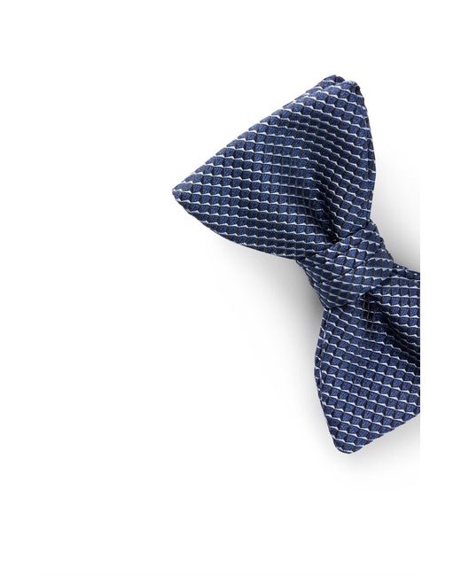 HUGO Blue Silk-blend Bow Tie With Jacquard Pattern for men