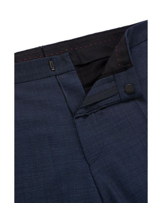 HUGO Blue Extra-slim-fit Trousers In Stretch Twill for men