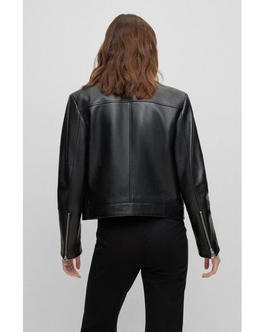 Hugo boss ladies leather biker jacket sale