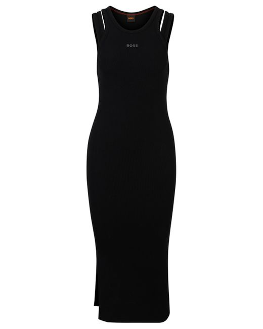 Boss Black Bodycon-Kleid aus Stretch-Baumwolle mit Cut-outs