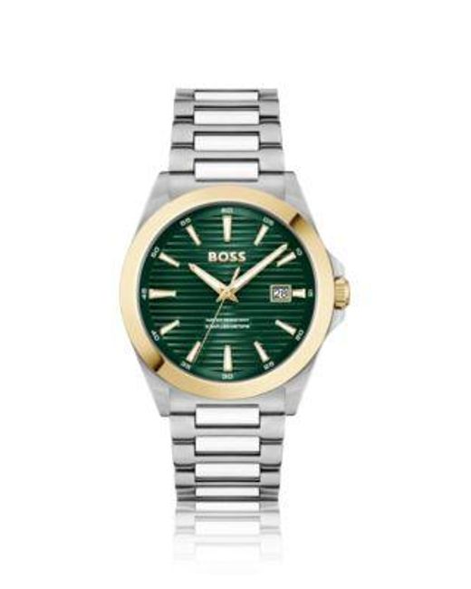 Strike Montre Dorée Et Argentée À Cadran Vert Strié Boss pour homme en coloris Green