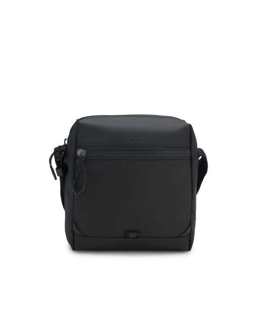 Boss Black Faux-Leather Reporter Bag With Reflective Details for men