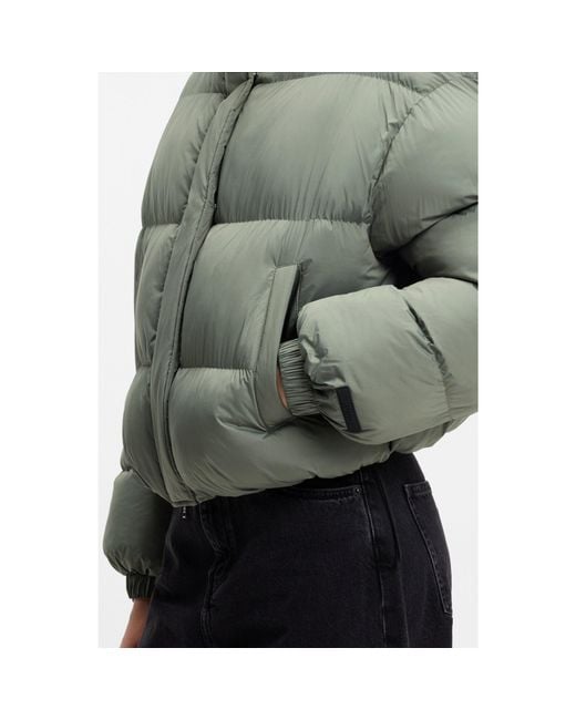 HUGO Green Water-Repellent Puffer Jacket With Stand Collar