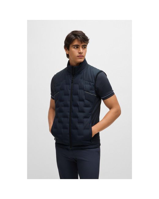 Boss Blue Water-Repellent Gilet With Quilting for men