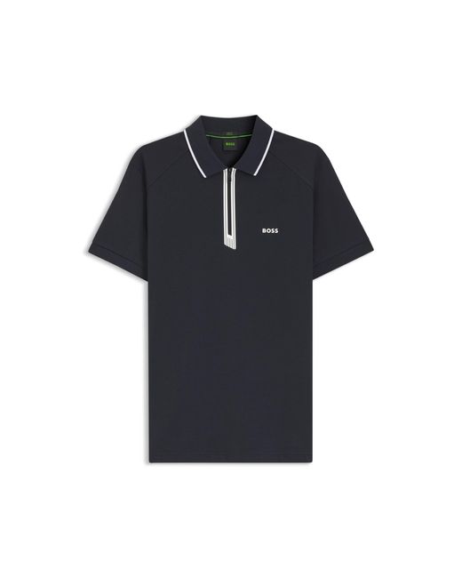Boss Black Slim-Fit Polo Shirt With A Zip Placket for men