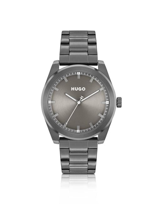 HUGO Gray Link-bracelet Watch With Brushed Grey Dial for men