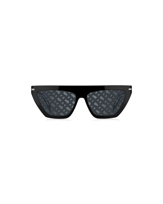 Boss Black Acetate Sunglasses With Monogram-Patterned Lenses