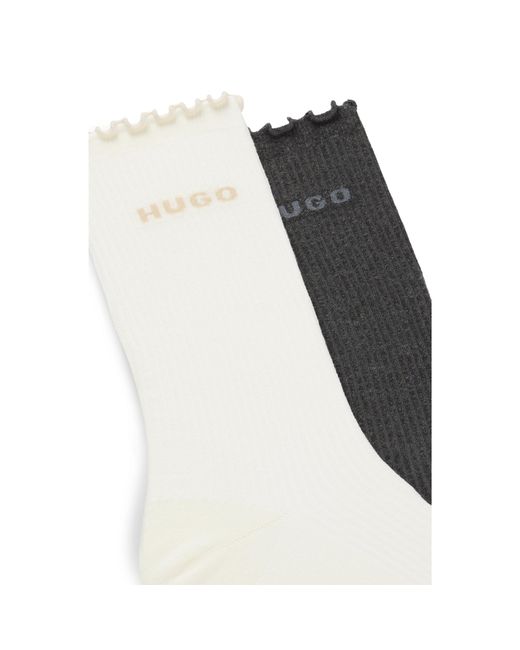 HUGO Black Two-Pack Of Regular-Length Socks With Lettuce Cuff