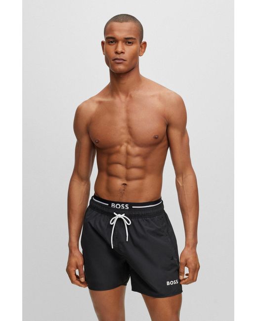 BOSS by HUGO BOSS Quick-dry Swim Shorts In Recycled Fabric With Branding in  Blue for Men | Lyst UK
