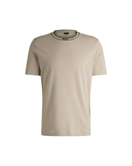 Boss Natural Cotton-Jersey T-Shirt With Logo Collar for men