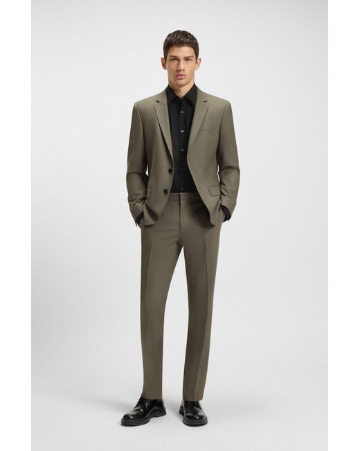 HUGO Slim-Fit Hemd Aus Stretch-Baumwoll-Canvas in Black für Herren