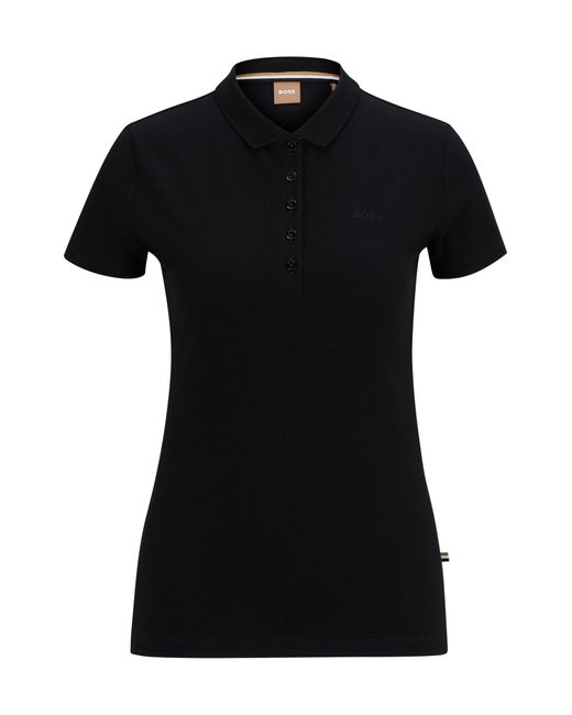 Boss Black Cotton-piqué Polo Shirt With Logo Detail