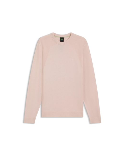 Boss Pink Cotton-Blend Sweater With Bodymapping Structure for men