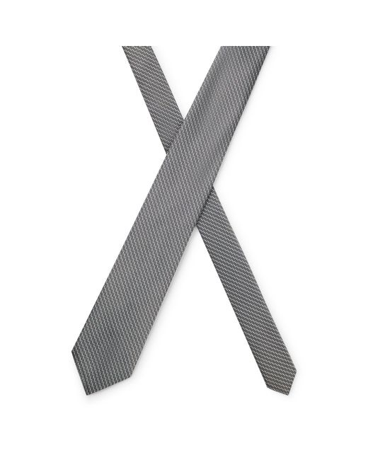 Boss Gray One Silk Tie With Jacquard Pattern for men