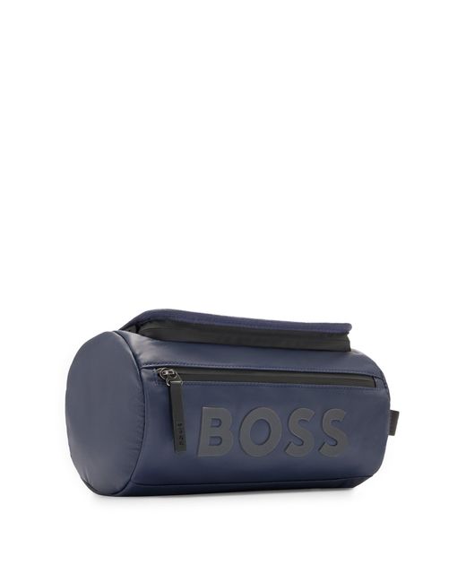 Boss Blue Logo-trimmed Washbag With Front Zipped Pocket for men