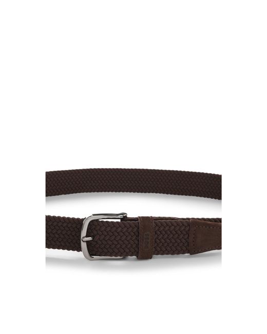 Boss Brown Woven Belt With Leather Trims for men
