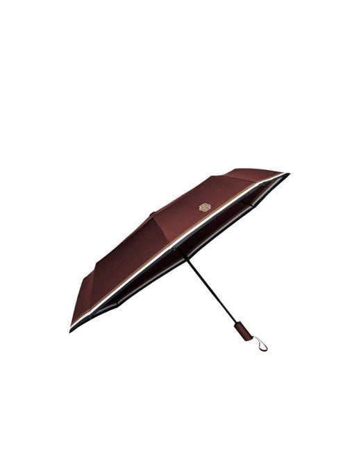 Boss Brown Burgundy Pocket Umbrella With Double B And Signature Stripes