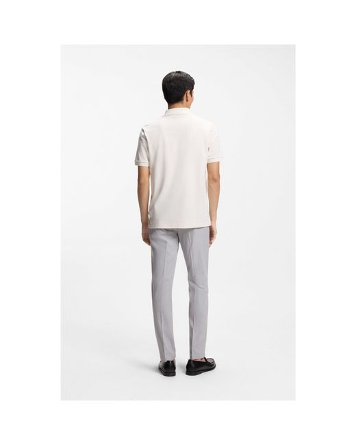 Boss White Cotton Polo Shirt With Bubble Structure for men