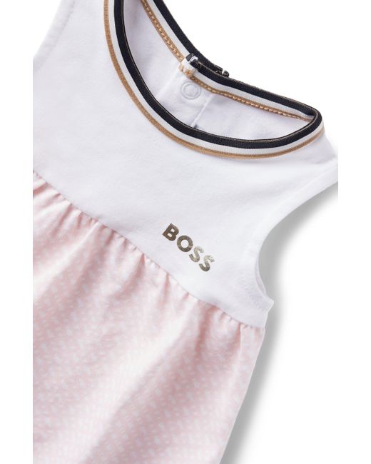 BOSS By HUGO BOSS Baby Dress In Stretch Cotton With Monogram-patterned ...