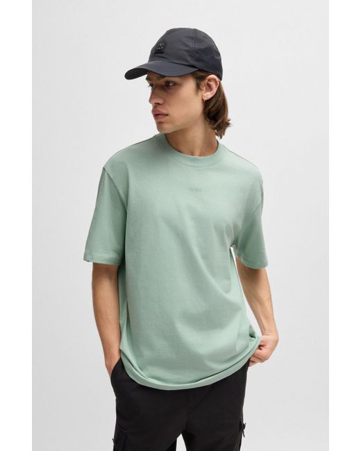 HUGO Relaxed-fit T-shirt Van Katoenjersey Met Logoprint in het Green voor heren