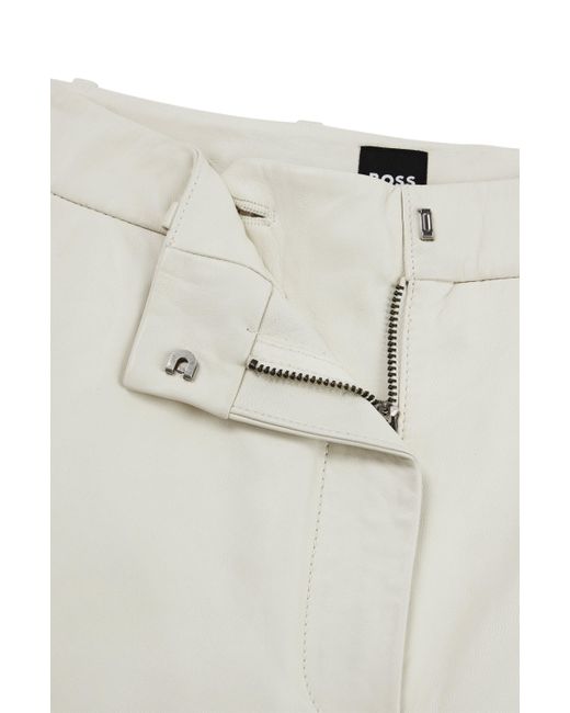 Pantalon en cuir Regular Fit jambe large Boss en coloris White