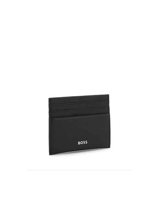 Boss Black Card Holder With Logo Lettering for men