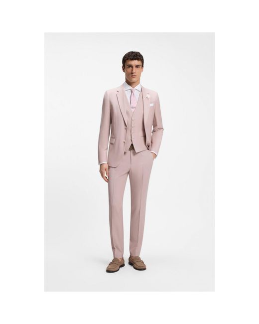 Boss Pink Three-Piece Slim-Fit Suit for men