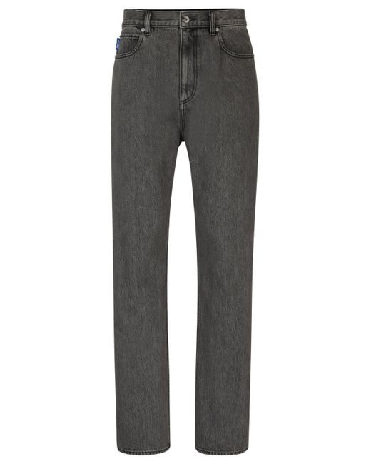 HUGO Baggy-fit Jeans Van Zilverkleurig Denim in het Gray voor heren