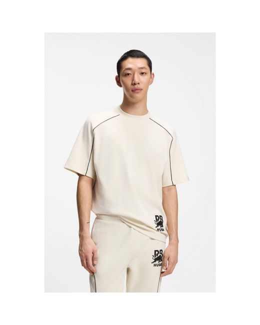 HUGO Natural X Rb Cotton-Blend T-Shirt With Contrast Piping for men