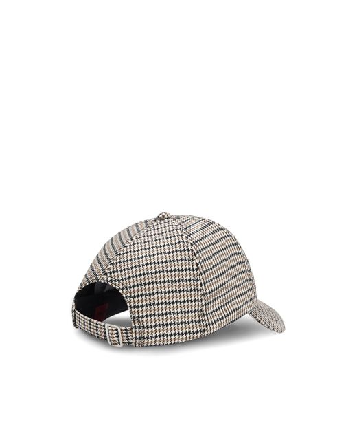 HUGO Gray Houndstooth Cap With Stacked Logo