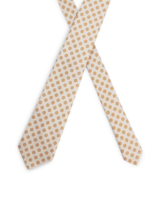 Boss White Silk-jacquard Tie With Dot Motif for men