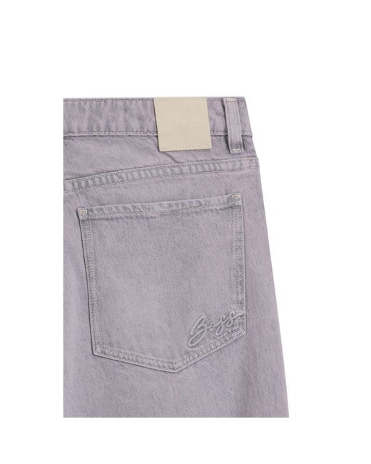 Boss Purple Relaxed-Fit Jeans With Wide Leg