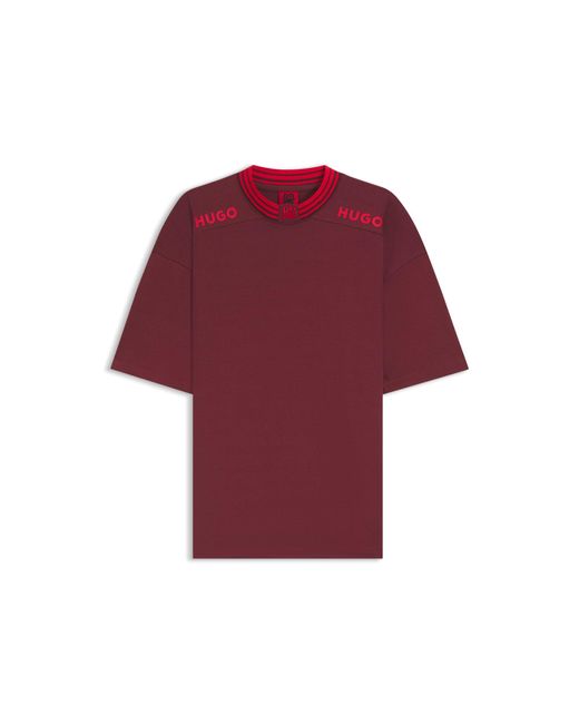 HUGO Red X Rb Cotton T-Shirt With Tipping And Logos for men