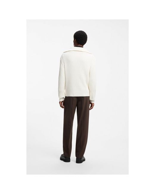 HUGO White Relaxed-Fit Sweater for men