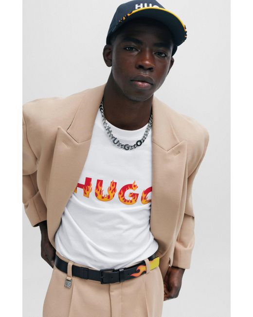 HUGO T-Shirt DANDA Regular Fit in White für Herren