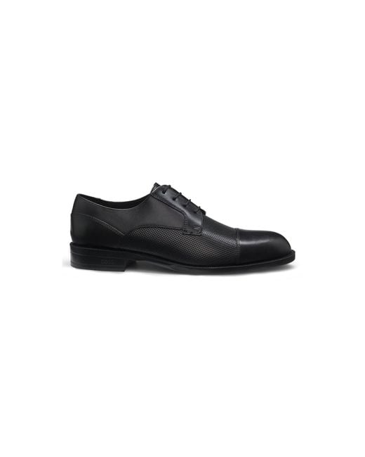 Boss Black Cap-Toe Derby Shoes for men
