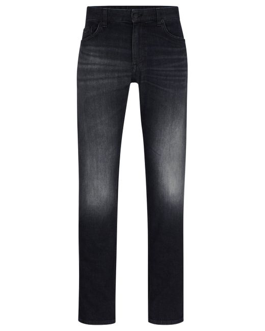Boss Regular-fit Jeans In Black Italian Cashmere-touch Denim for men