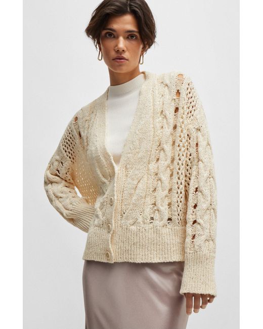 Boss Natural Cable-knit Cardigan
