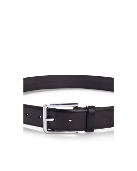 Boss Black Italian-Leather Belt With Polished Gunmetal Buckle for men