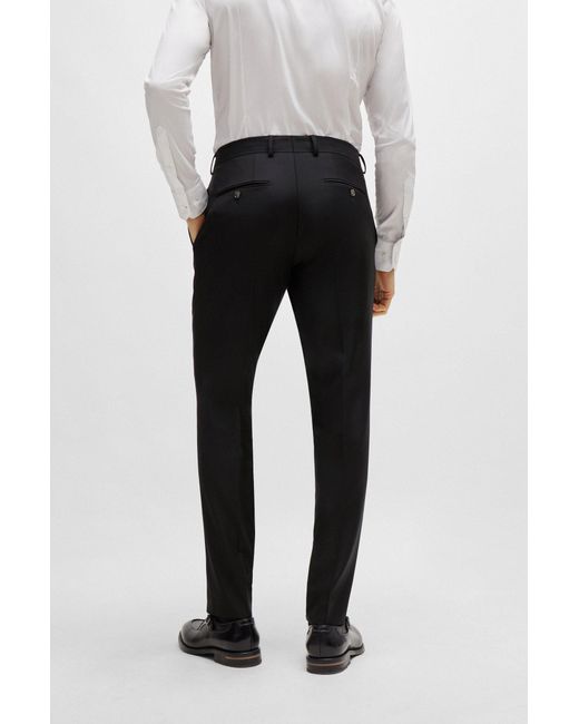 Boss Black Regular-fit Trousers In Virgin Wool With Stretch for men
