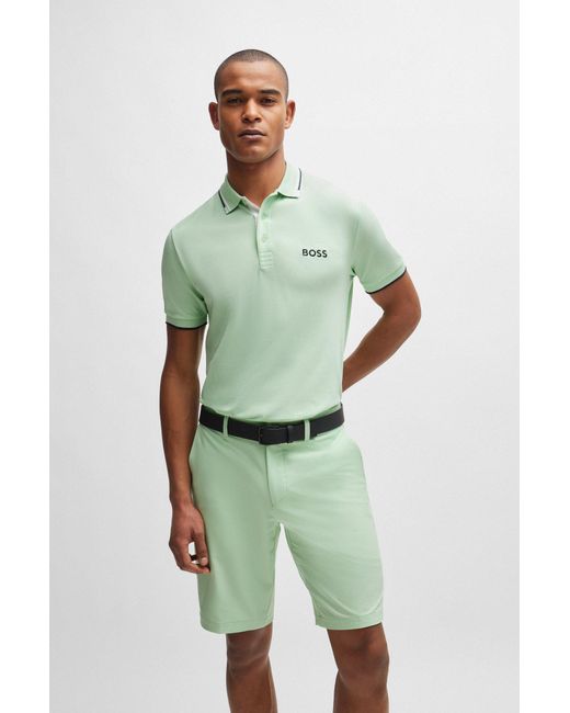 Boss Green Cotton-blend Polo Shirt With Contrast Logos for men