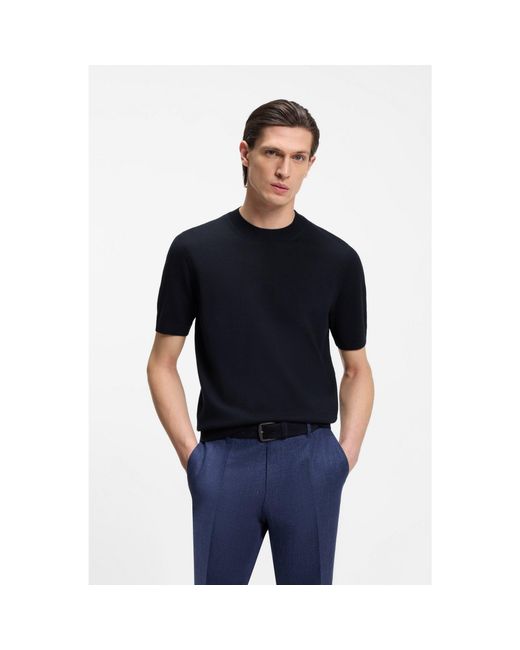 Boss Blue Short-Sleeved Knit T-Shirt for men