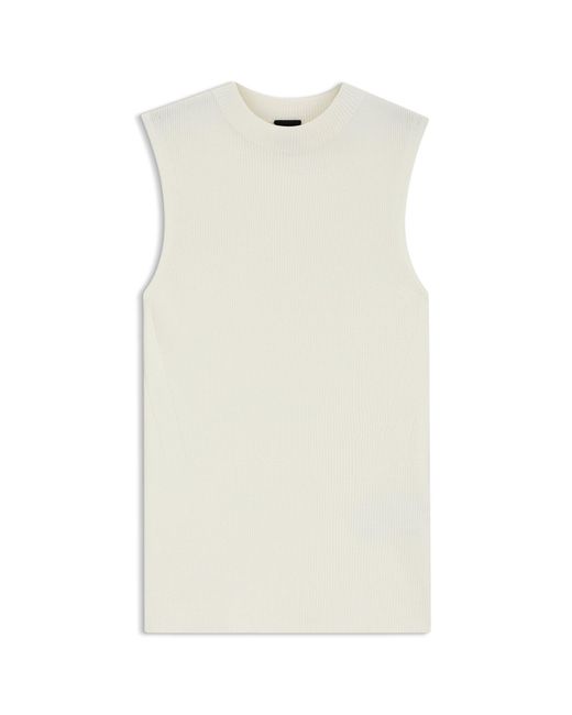 Boss Black Ribbed-Knit Top With Mock Neckline