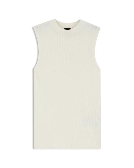 Boss Black Ribbed-Knit Top With Mock Neckline