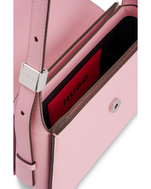 HUGO Pink Umhängetasche aus Kunstleder mit Logo-Schriftzug