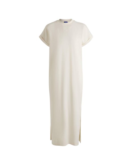 HUGO White Cotton T-Shirt Dress With Happy Logo