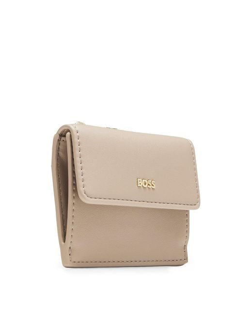 Boss Natural Faux-leather Card Holder With Zipped Coin Pocket