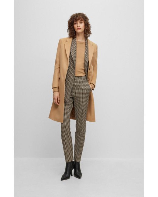 Boss Brown Slim-fit Coat In Virgin Wool And Cashmere
