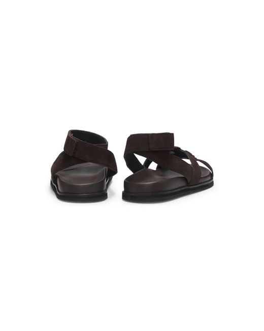 Boss Black Suede Sandals With Double B Monogram